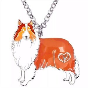 Collie/Sheltie enameled sculptured metal necklace